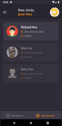 GoBarber's app appointments screen