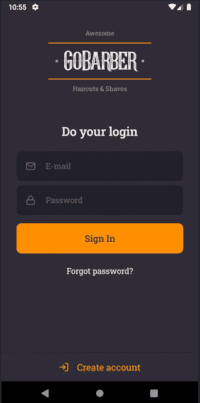 GoBarber's app login screen