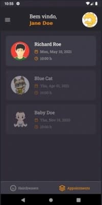 GoBarber's app appointments screen