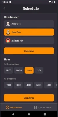 GoBarber's app hairdressers screen
