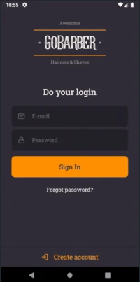 GoBarber's app login screen